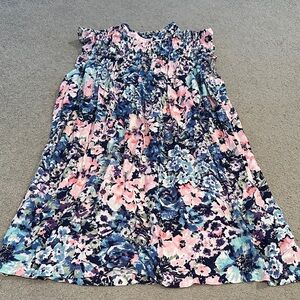 Crown & Ivy Floral Blue and Pink Casual Dress